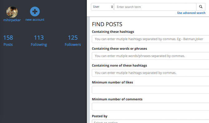 Bästa Instagram-verktyg Avancerad sökning Stribr
