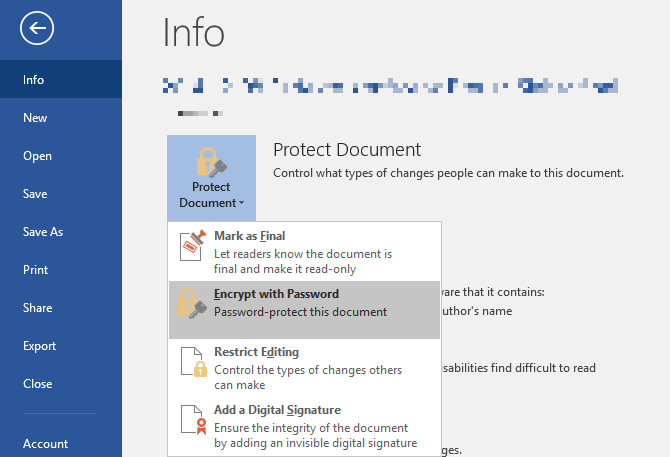 Microsoft Word-krypteringsfil med lösenord
