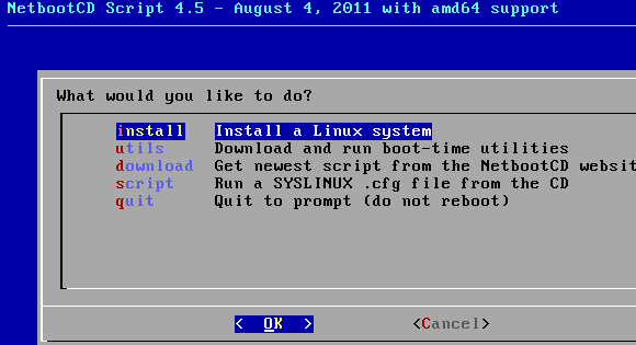 NetbootCD: Installera Ubuntu, Fedora, Debian och mer från en CD [Linux] netbootcd-start