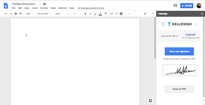 Google Docs HelloSign-tillägg