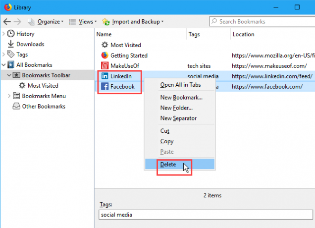Radera flera bokmärken i Firefox