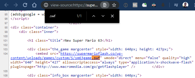 Chrome Hitta SWF-fil på sidan