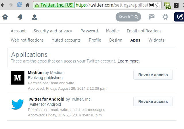 twitter-app-behörigheter