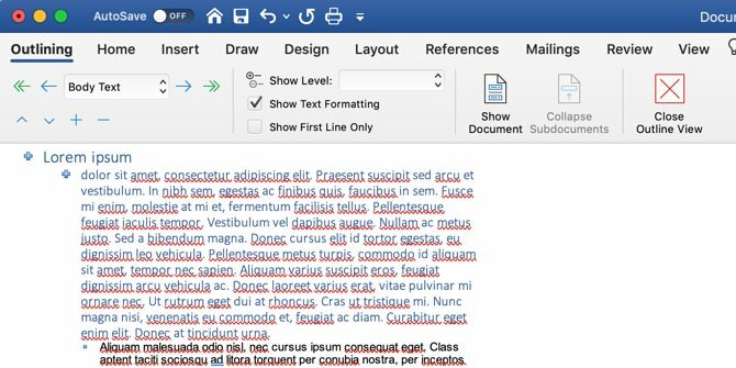 Hur man skriver en ebok: Microsoft Word Outline-vy