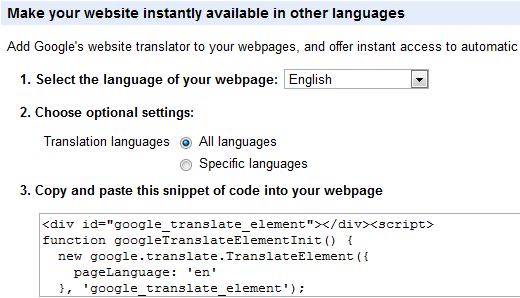 Google Translate Gadget