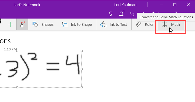 Klicka på Math på fliken Rita