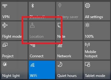 windows 10 platstjänster snabba åtgärder