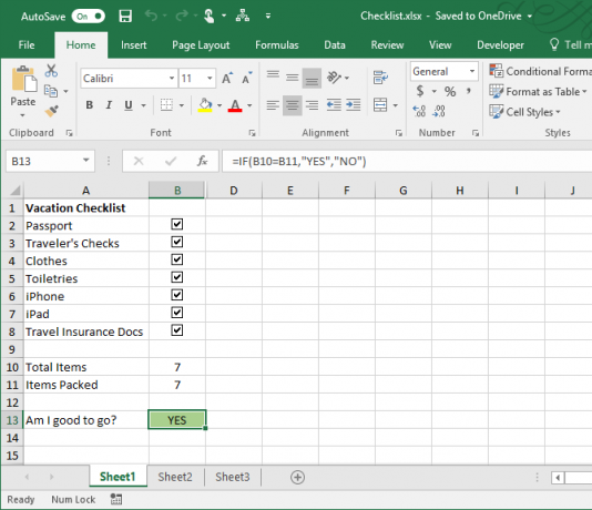 lägg till en excel-checklista