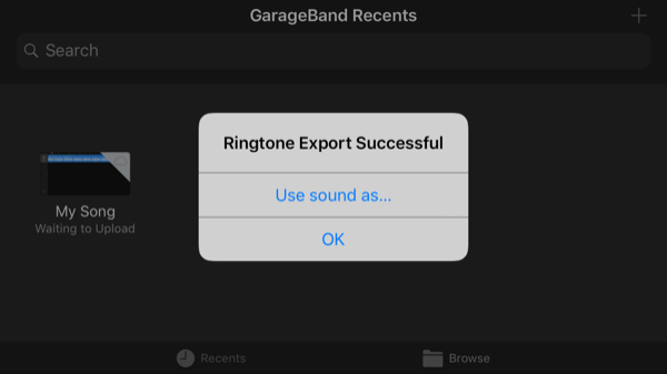 GarageBand App-exporten är klar