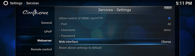 XBMC-chorus-settings