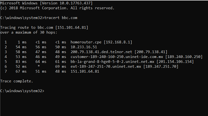 tracert bbc ip-adress