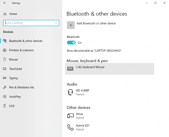 Bluetooth-inställningar Windows 10