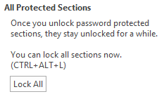 OneNote 2013 Lås alla lösenordsskyddade mappar