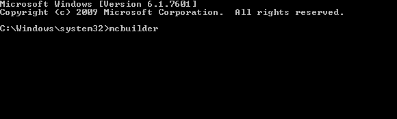 Kör mcbuilder i Windows 7-kommandotolken