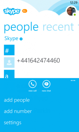 Muo-WP8-skype-menyn