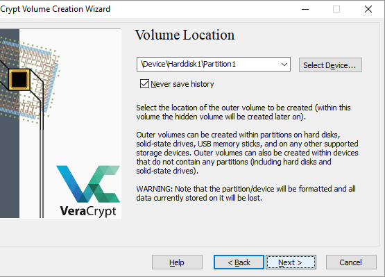 VeraCrypt-volymskapningsguiden