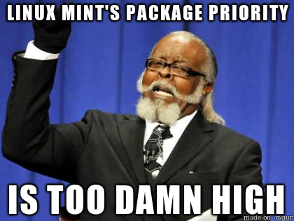 linux-mint-paket prioritet alltför jävla hög