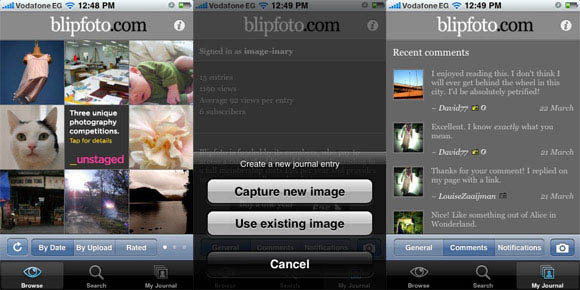 Topp 4 fotowebbplatser för att dela ett foto varje dag Blip iPhone