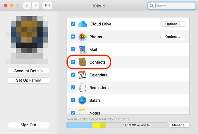 iCloud-kontakter