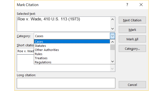 Enkel guide till fliken Microsoft Word-referenser MSWord TOAmarkcitation