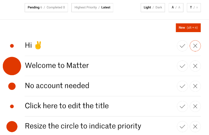 Matter är en fantastisk daglig att göra-lista-app som prioriterar uppgifter genom visuella indikatorer