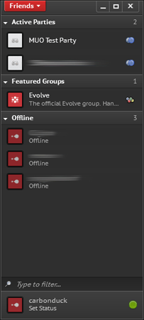 Evolve-client-vänner-listan