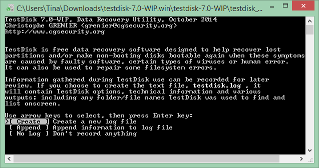 Detta är en skärmdump av ett av de bästa Windows-program som heter TestDisk