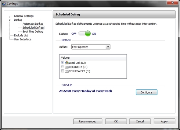 IObit Smart Defrag: Ett fantastiskt hårddiskdefragmenterings- och optimeringsverktyg [Windows] Inställningar Schemalagd Defrag
