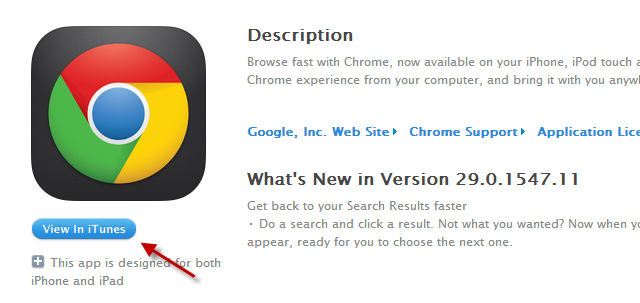 Hur tvinga Chrome att öppna iTunes Store-länkar i iTunes Desktop App chrome itunes