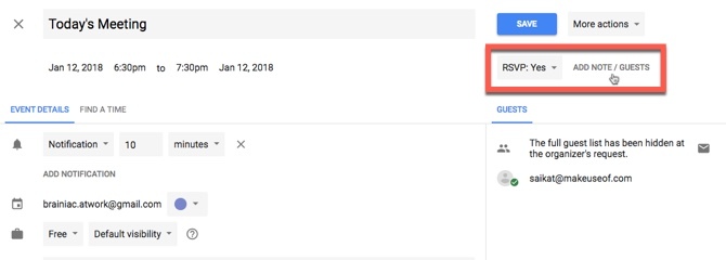 Google Kalender - Lägg till anteckning