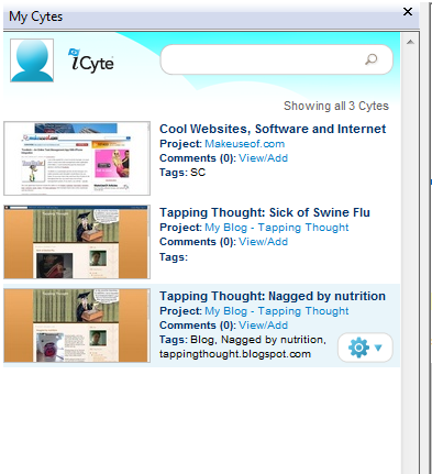 iCyte: Fånga webbsidor och markera text i en Flash iCyte-sidfält