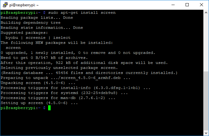 GNU-skärmterminalinstallation Apt