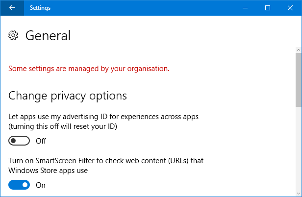 Windows 10 sekretessinställningar