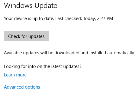 Windows 10 Windows Update Sök efter uppdateringar