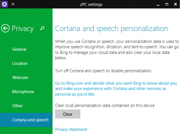 Cortana Sekretess