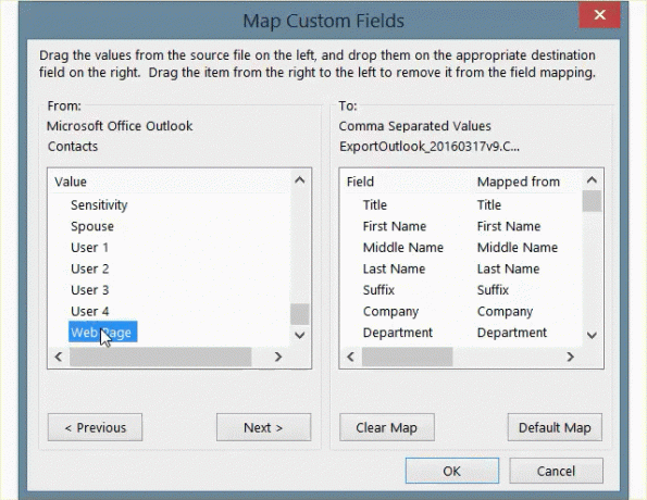 OutlookExportMapping