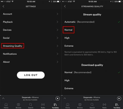 Hur man minskar användningen av mobildata vid strömning av musik Spotify 562x500