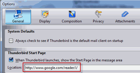 Synkronisera dina Google-kontakter, kalender och RSS i Thunderbird thunderbirdoptions