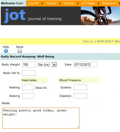 Planera och spåra träningssucces med Journal of Training jot12