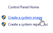 Windows 10 Säkerhetskopiera och återställ Skapa systembild