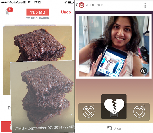 Flic (vänster) och SlidePick (höger) visar bilder en åt gången, så allt du behöver välja är om du vill behålla det eller inte