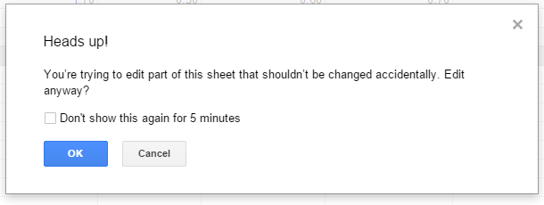 Google Sheets Warning