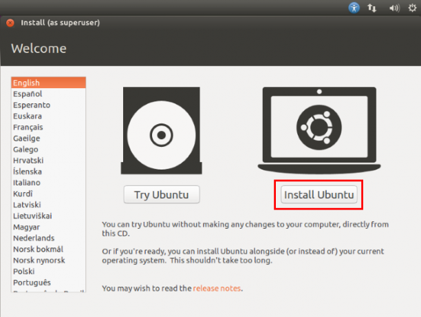 Hur man använder VirtualBox: Användarhandbok 29 VirtualBox Installera Ubuntu första skärm