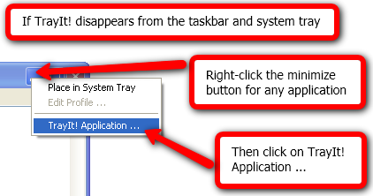 Minimera program till systemfack med TrayIt! om magasinet försvinner