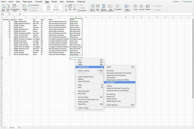 Transponera Excel-datatabell för att växla rader och kolumner