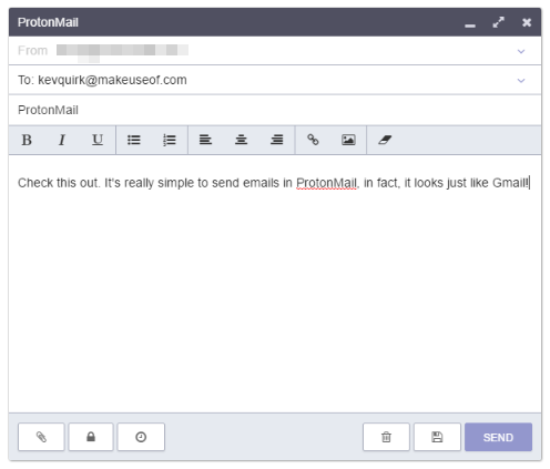 ProtonMail Skicka e-postvy