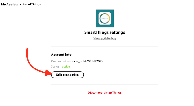 Hur du ställer in och använder ditt Samsung SmartThings-system redigerar anslutningen till ifttt