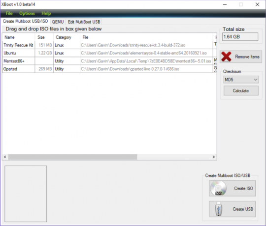 Hur man skapar en startbar multiboot USB för Windows och Linux XBOOT USB Creation Page w ISOs