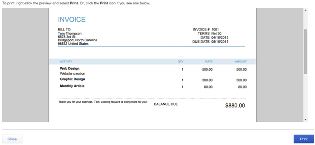 5 QuickBooks online - fakturaförhandsvisning