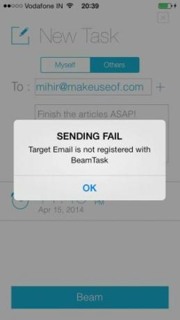 Beamtask-for-iPhone-skicka-Misslyckades-user-not-registrerade